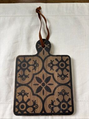 Wooden Hanging Serving Board with Brown and Black Tile Pattern